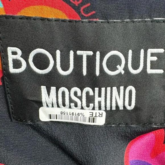 MOSCHINO Boutique Heart print multicolor ruffle cuffs pleated midi dress size 12 - Picture 5 of 9